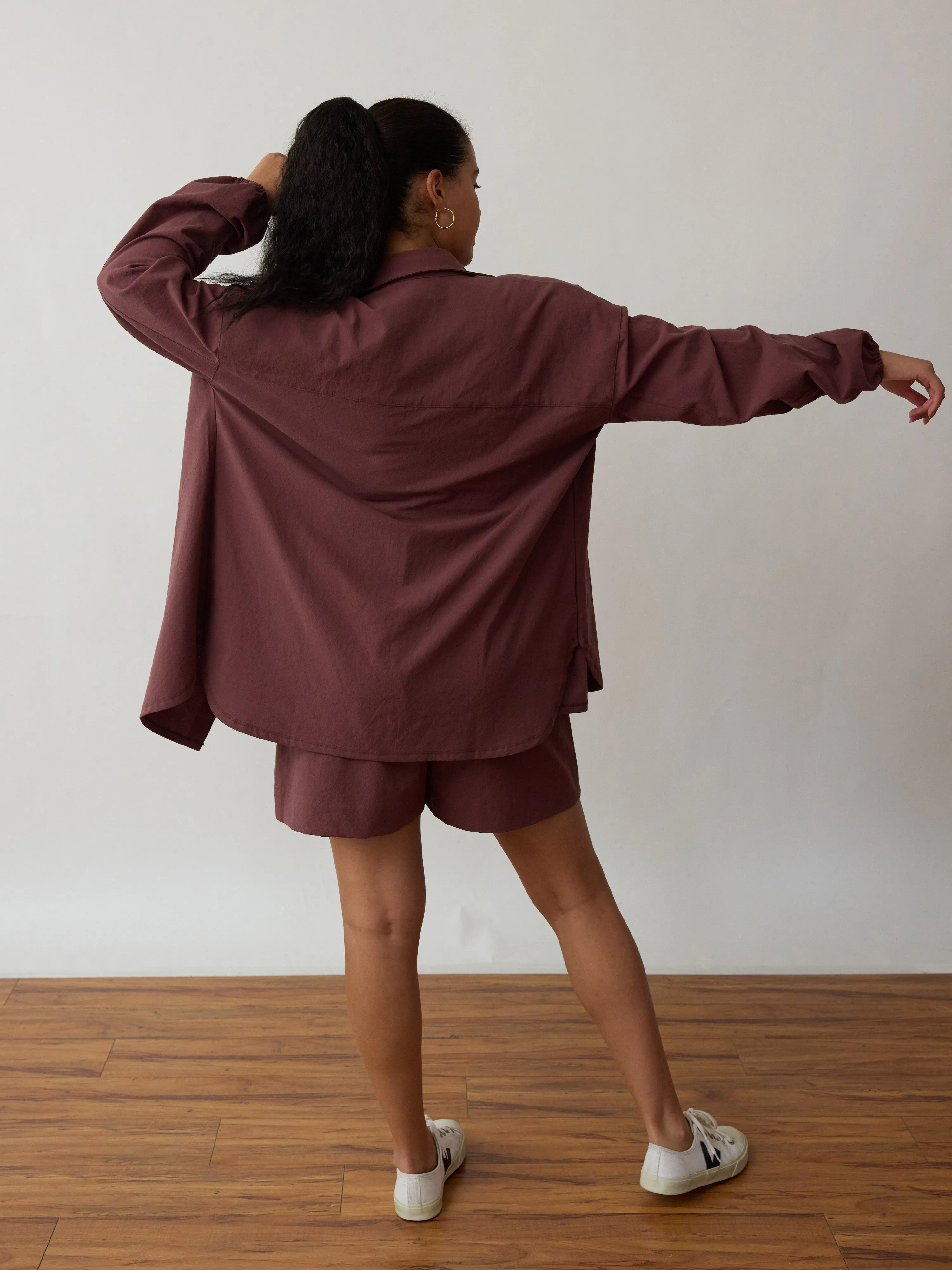 MIDNIGHT MAUVE COTTON CREPE TOMMY BUTTON UP sold by Free Label product image thumbnail 3