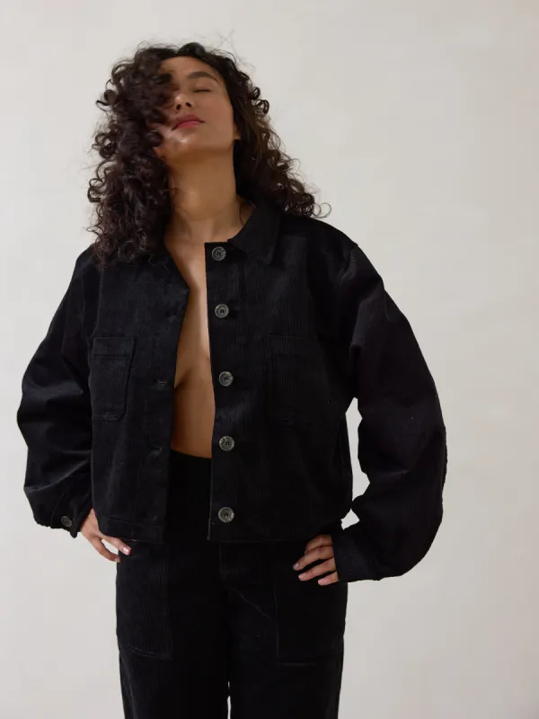 BLACK RONNIE CROP JACKET sold by Free Label