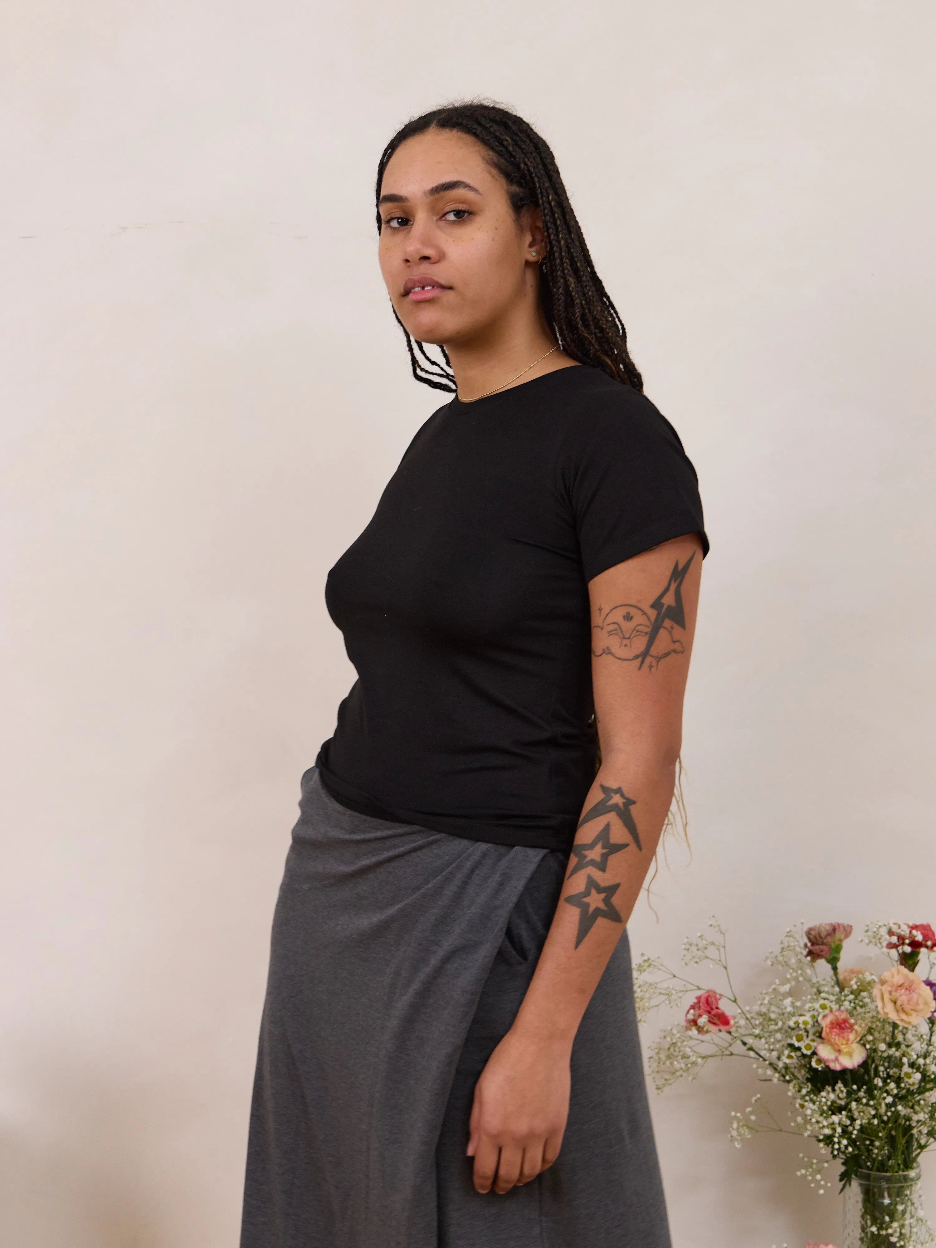 BLACK LYOCELL JENIE TEE sold by Free Label