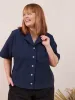 NAVY COTTON CREPE LYNN SHIRT sold by Free Label