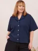 NAVY COTTON CREPE LYNN SHIRT sold by Free Label
