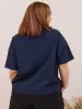 NAVY COTTON CREPE LYNN SHIRT sold by Free Label