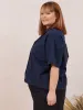 NAVY COTTON CREPE LYNN SHIRT sold by Free Label