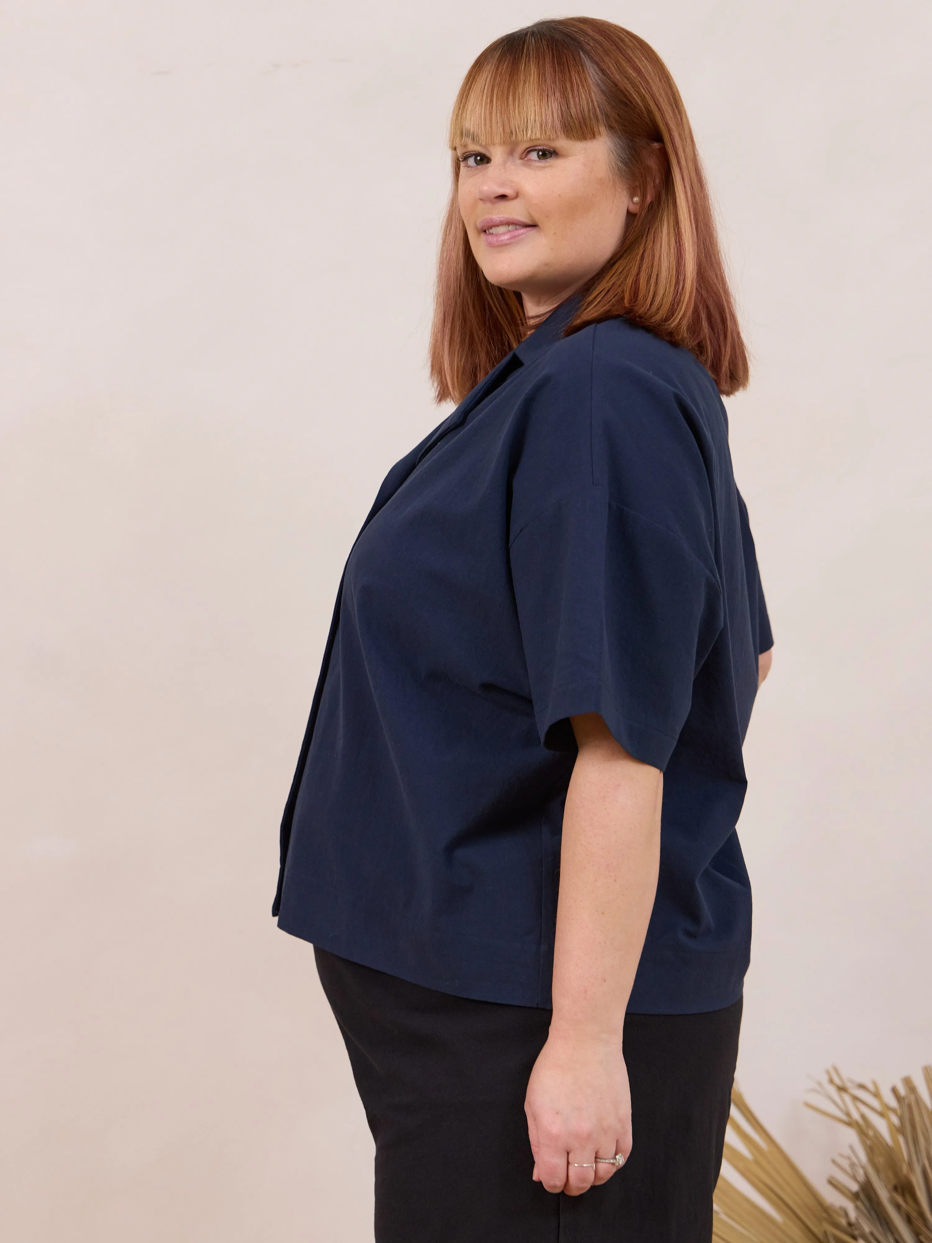 NAVY COTTON CREPE LYNN SHIRT sold by Free Label product image thumbnail 2