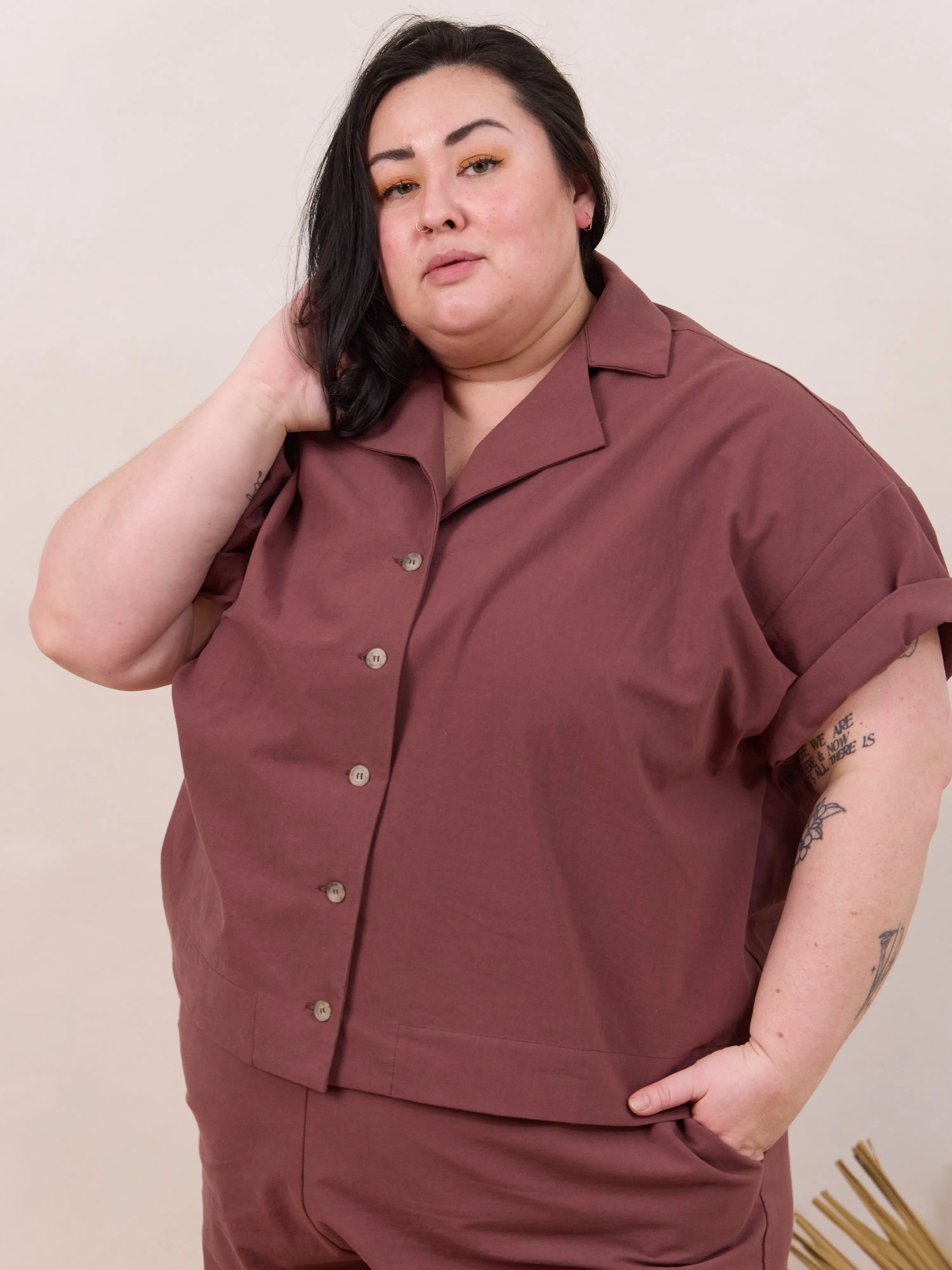 MIDNIGHT MAUVE COTTON CREPE LYNN SHIRT sold by Free Label product image thumbnail 4