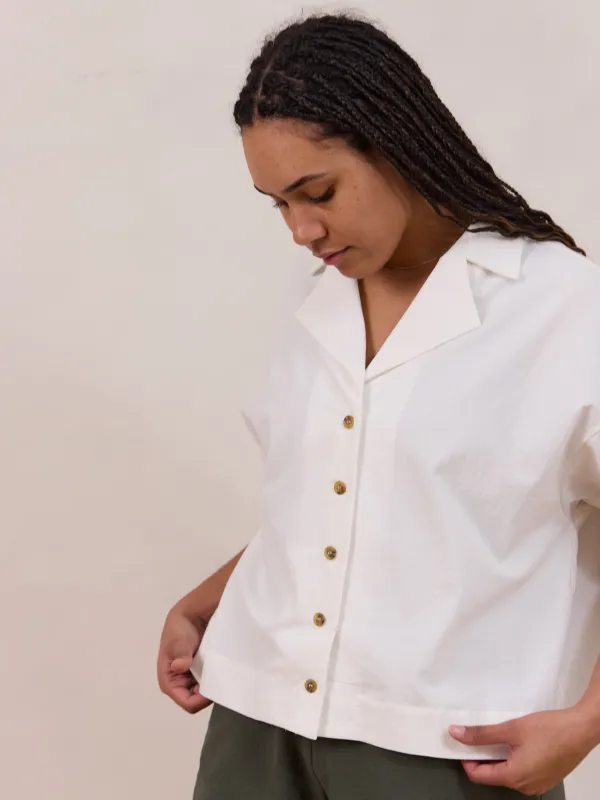 IVORY COTTON CREPE LYNN SHIRT sold by Free Label