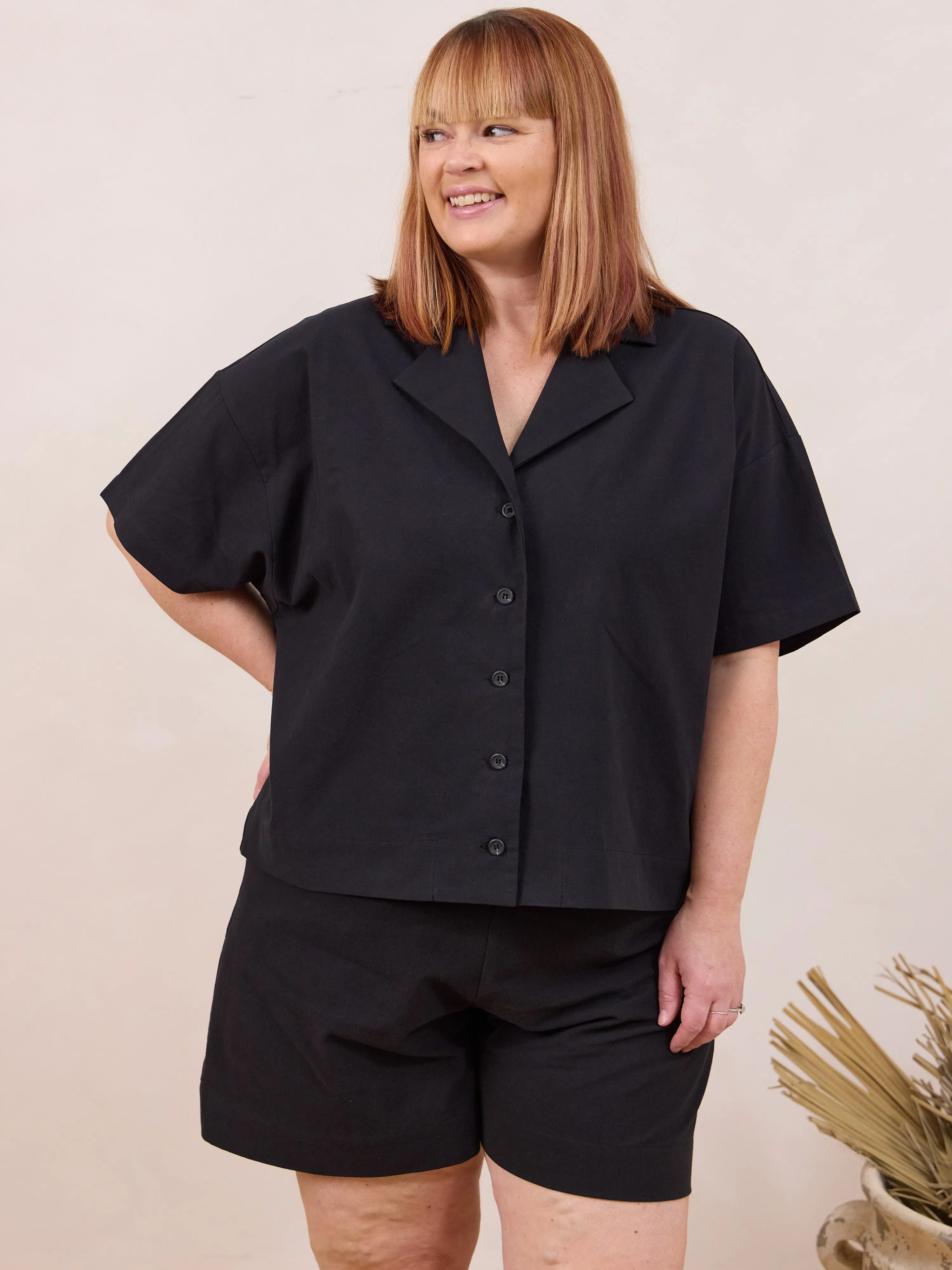 BLACK COTTON CREPE LYNN SHIRT sold by Free Label product image thumbnail 3