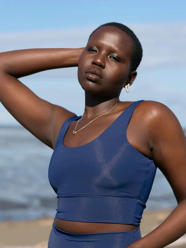 NAVY FERN SWIM TOP sold by Free Label