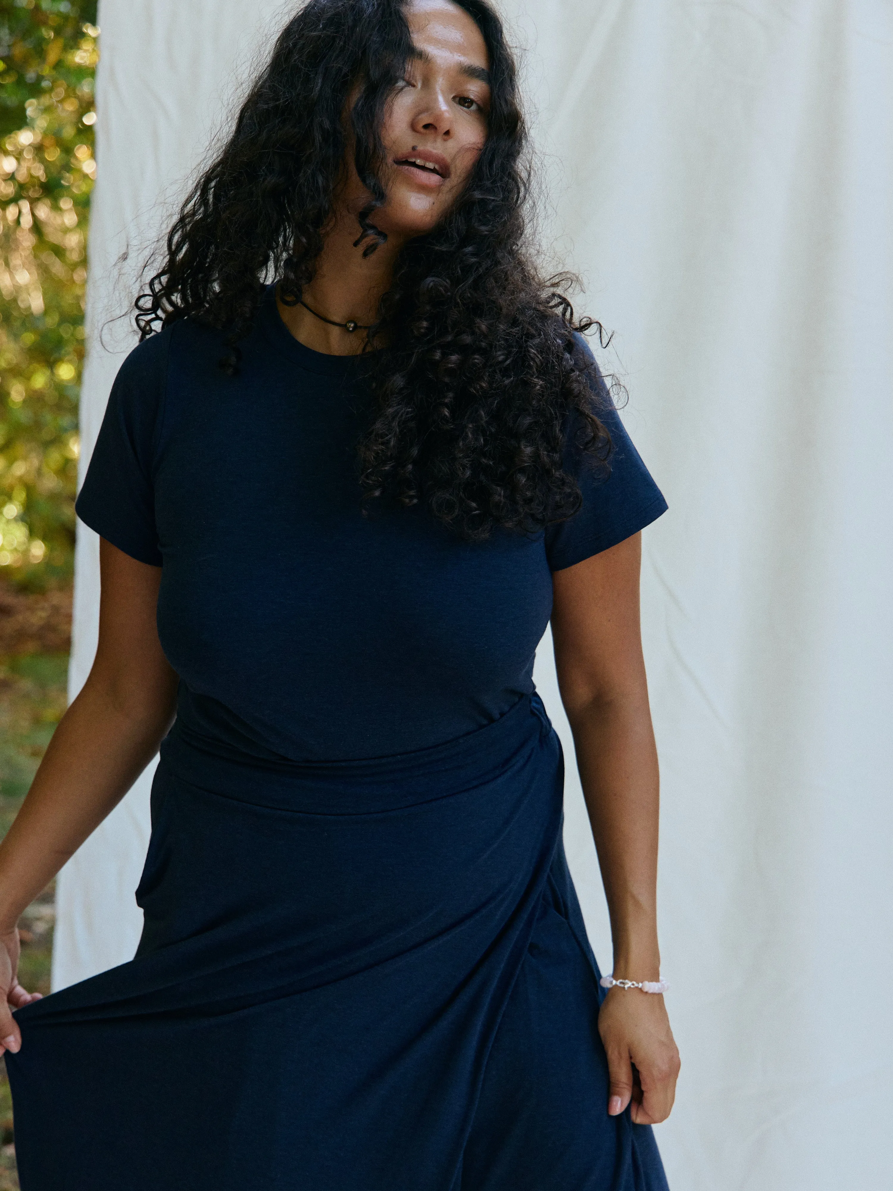 NAVY LYOCELL JENIE TEE sold by Free Label product image thumbnail 3