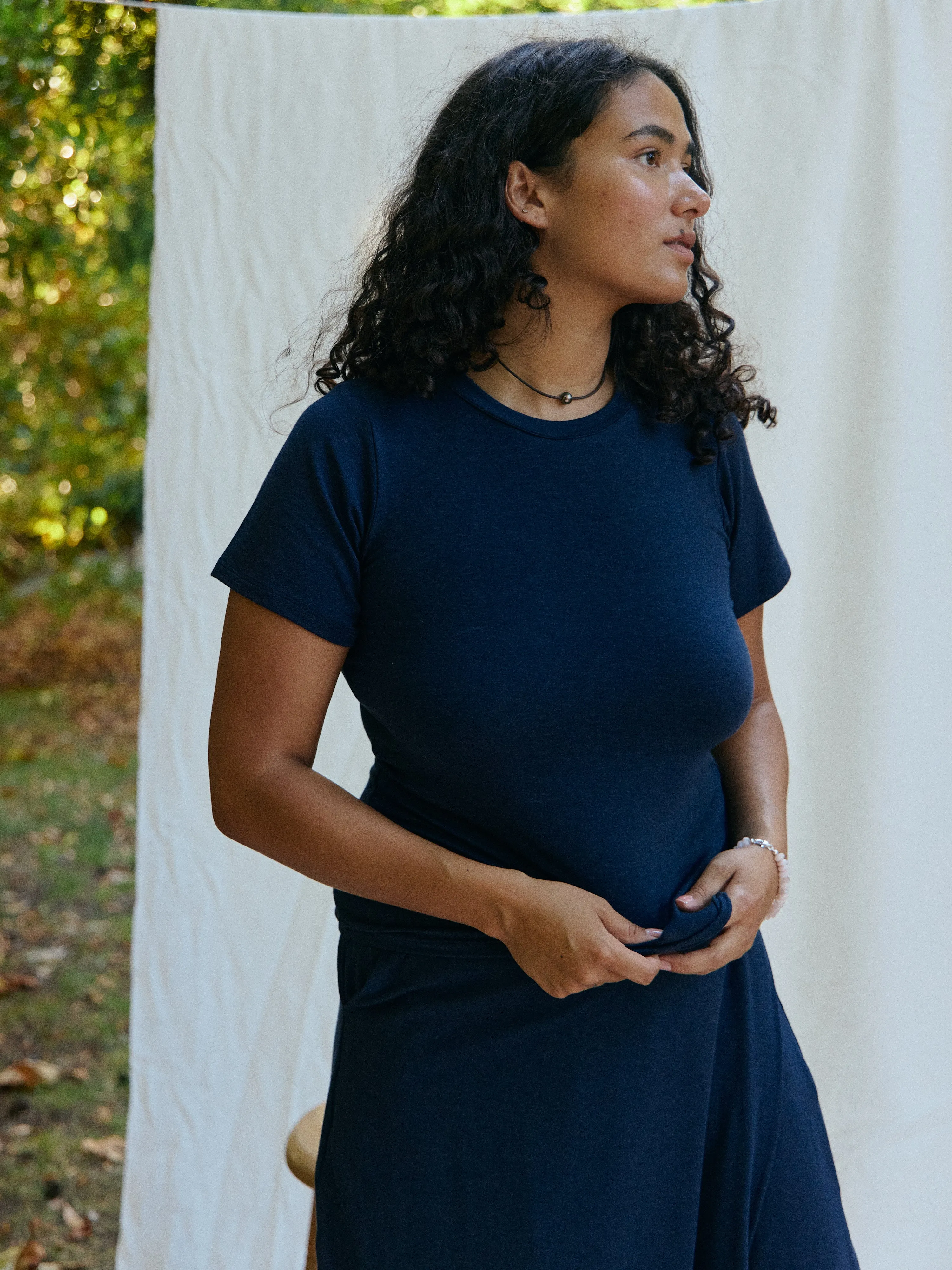NAVY LYOCELL JENIE TEE sold by Free Label product image thumbnail 4