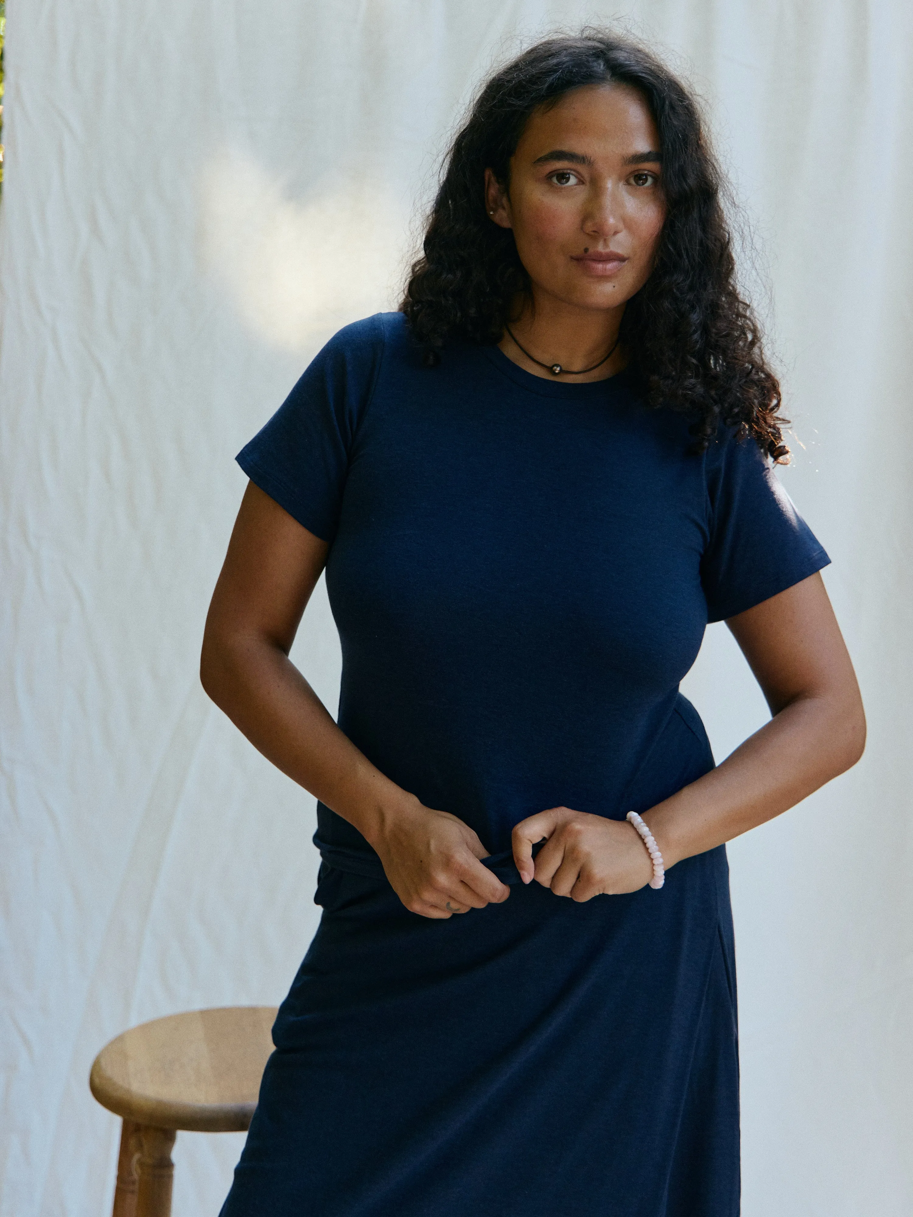 NAVY LYOCELL JENIE TEE sold by Free Label product image thumbnail 5
