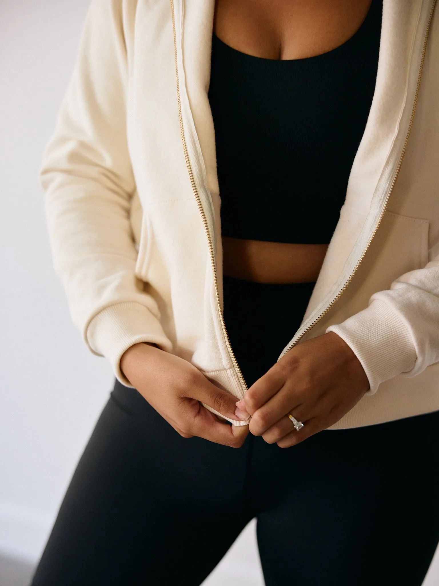 CREAM AUBREY ZIP HOODIE sold by Free Label