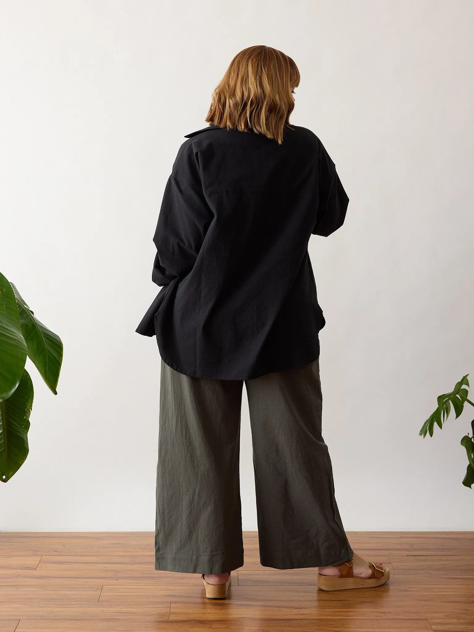 BLACK COTTON CREPE TOMMY BUTTON UP sold by Free Label product image thumbnail 4