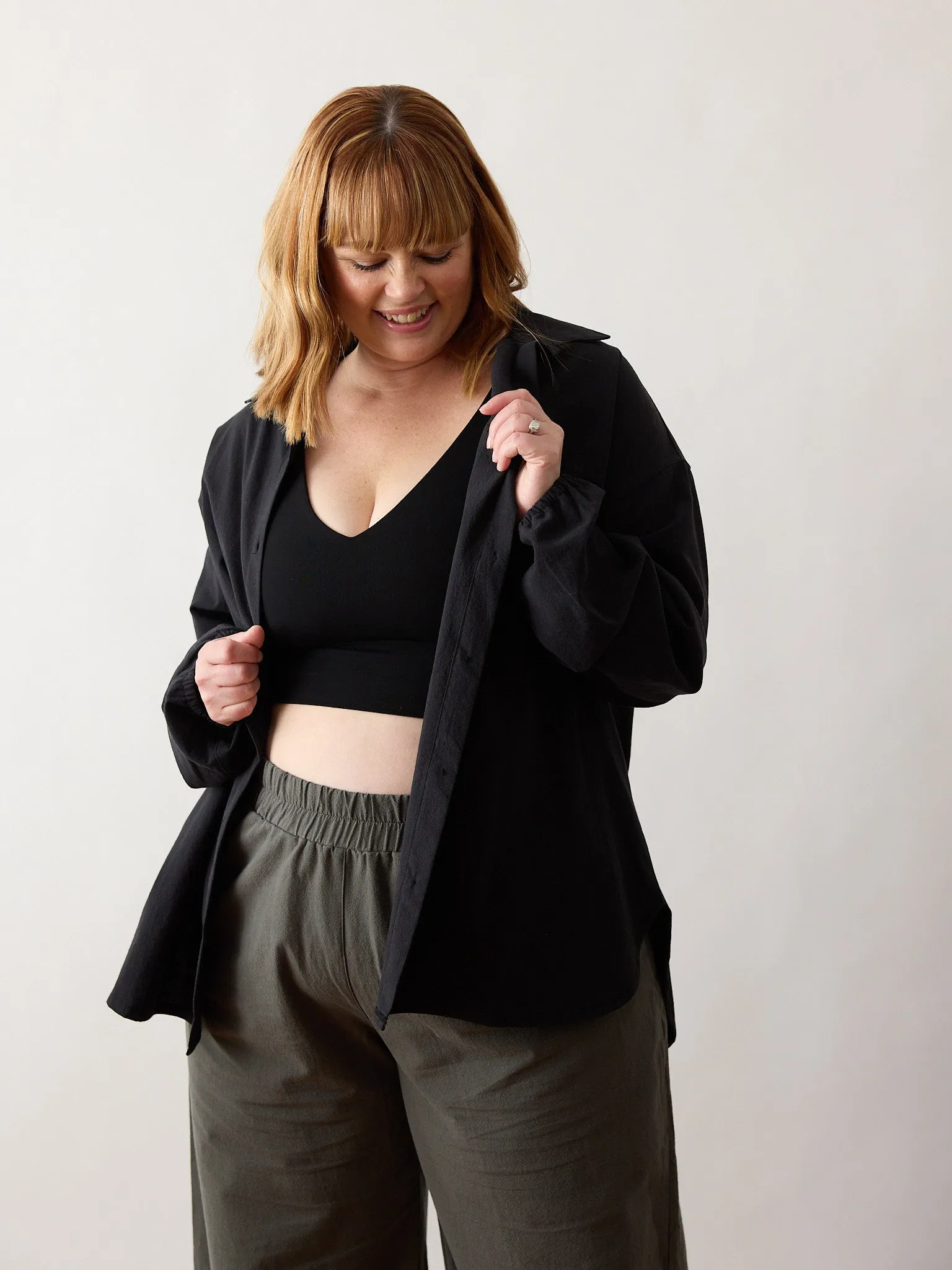 BLACK COTTON CREPE TOMMY BUTTON UP sold by Free Label product image thumbnail 2