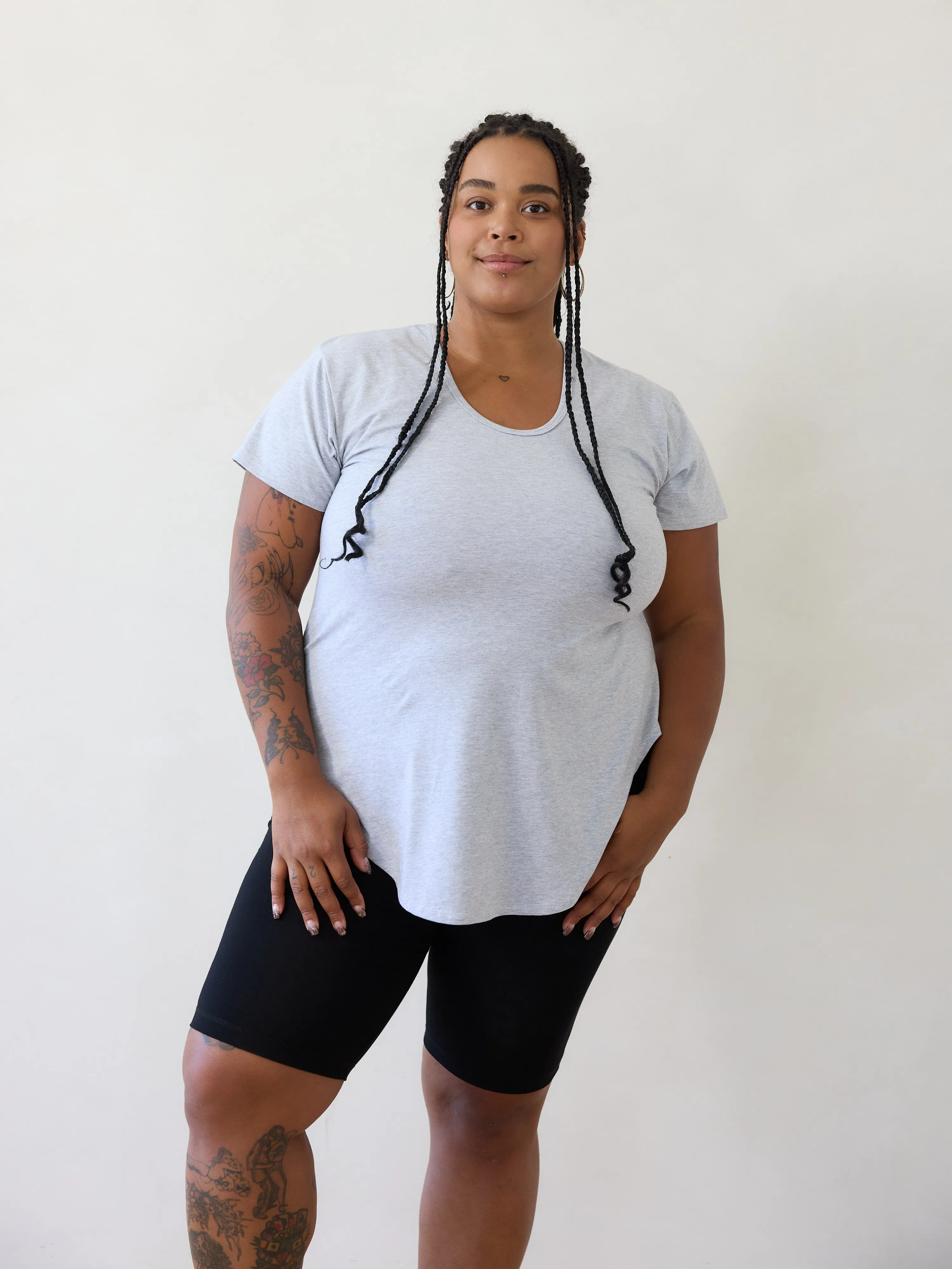 MELANGE GREY JAIMEE TEE sold by Free Label