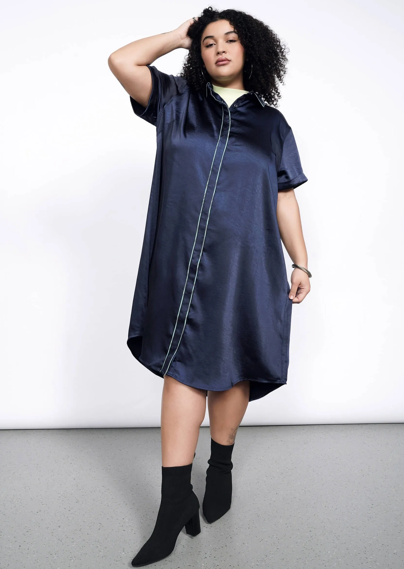 The Empower Satin Shirt Dress sold by WILDFANG
