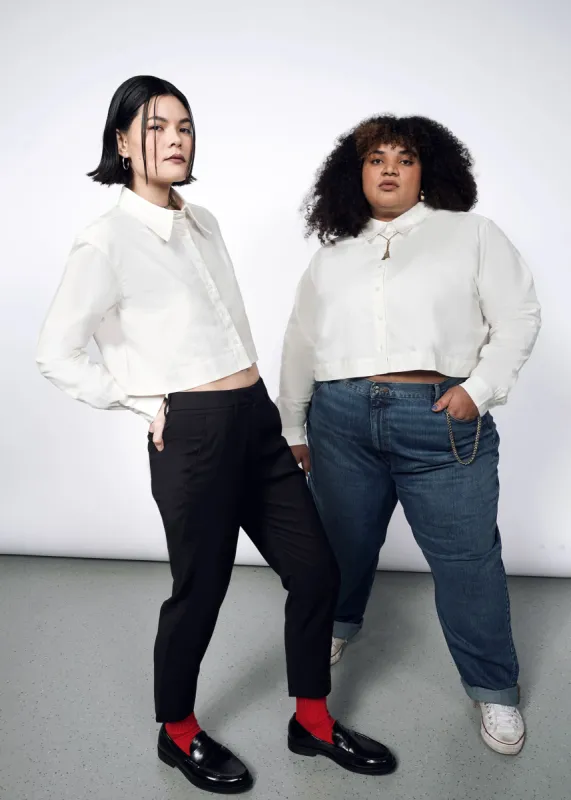 The Essential Long Sleeve Cropped Oxford Button Up sold by WILDFANG