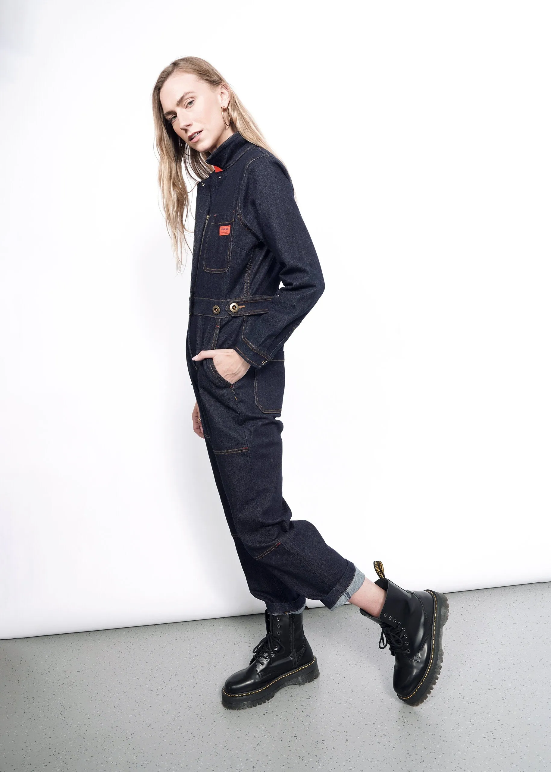 The Essential Denim Long Sleeve High Waisted Coverall sold by WILDFANG product image thumbnail 4