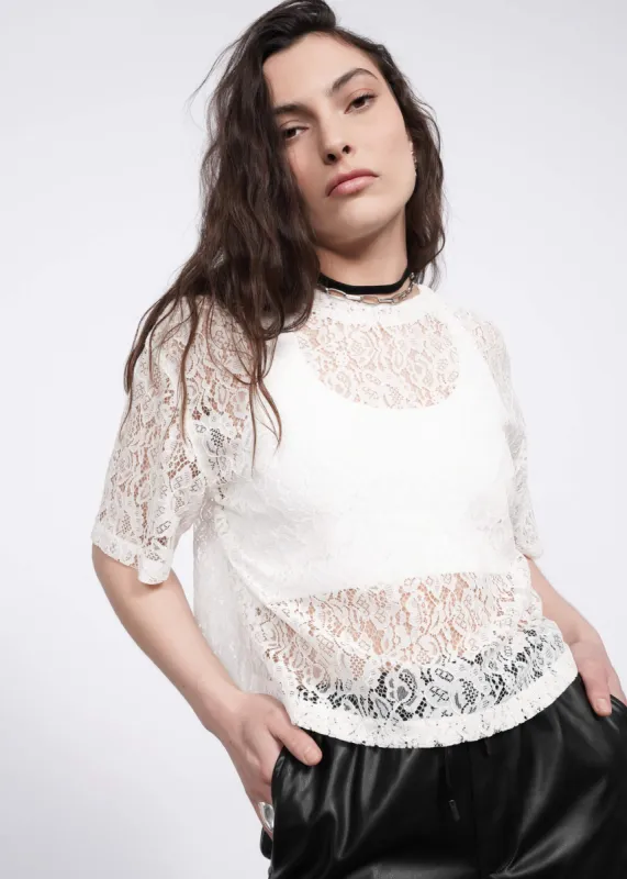 The Empower Lace Boxy Blouse sold by WILDFANG