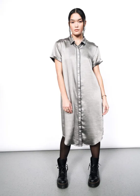 The Empower Satin Shirt Dress sold by WILDFANG