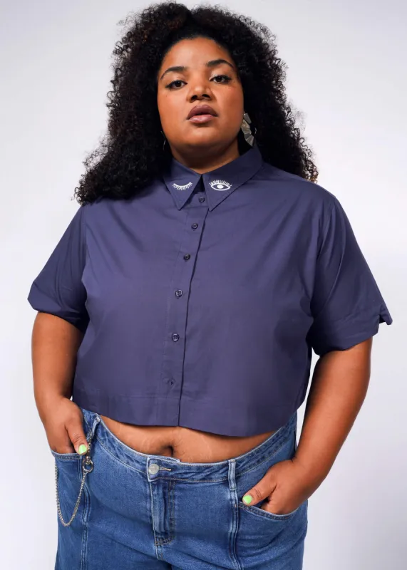 The Essential Embroidered Cropped Button Up sold by WILDFANG