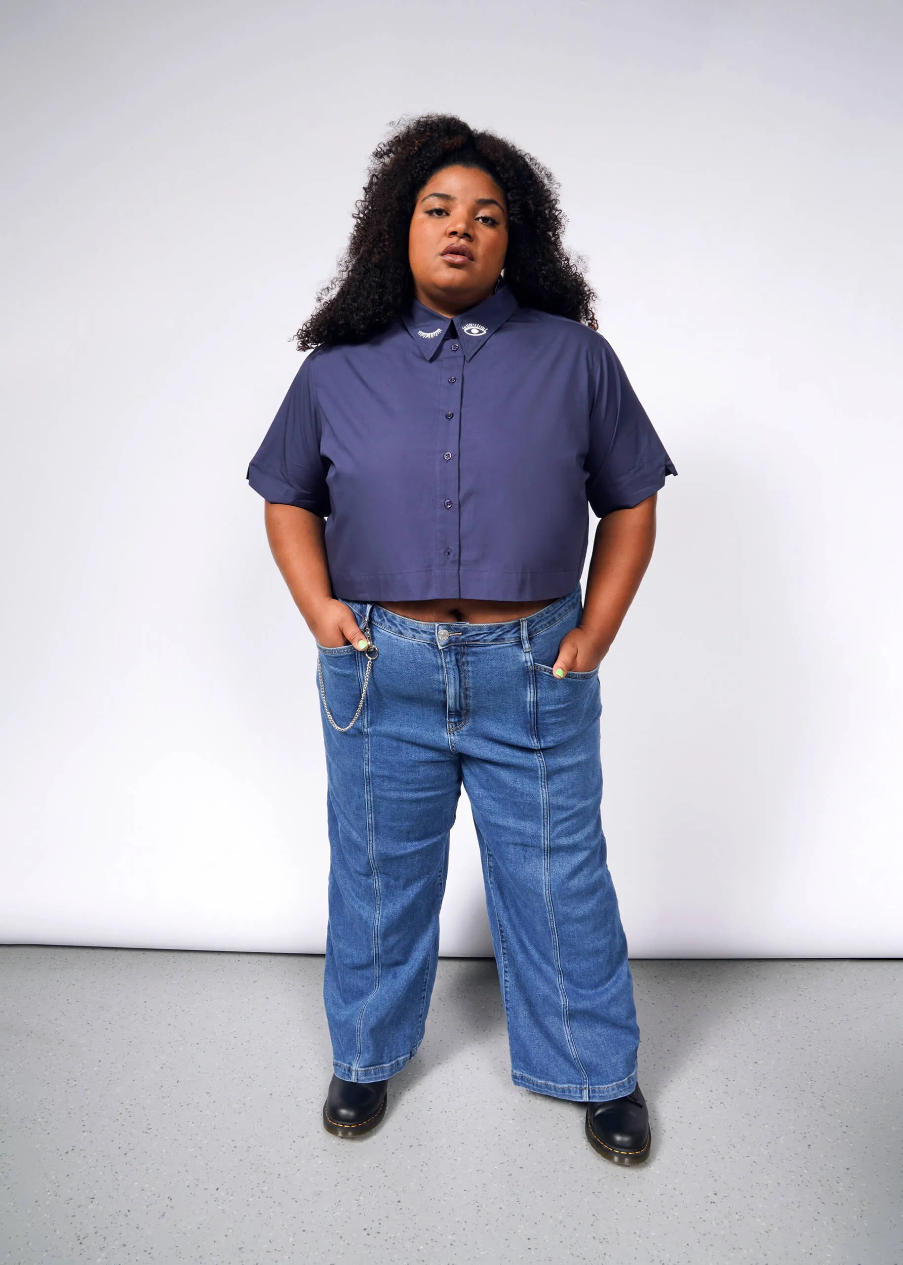 The Essential Embroidered Cropped Button Up sold by WILDFANG product image thumbnail 4