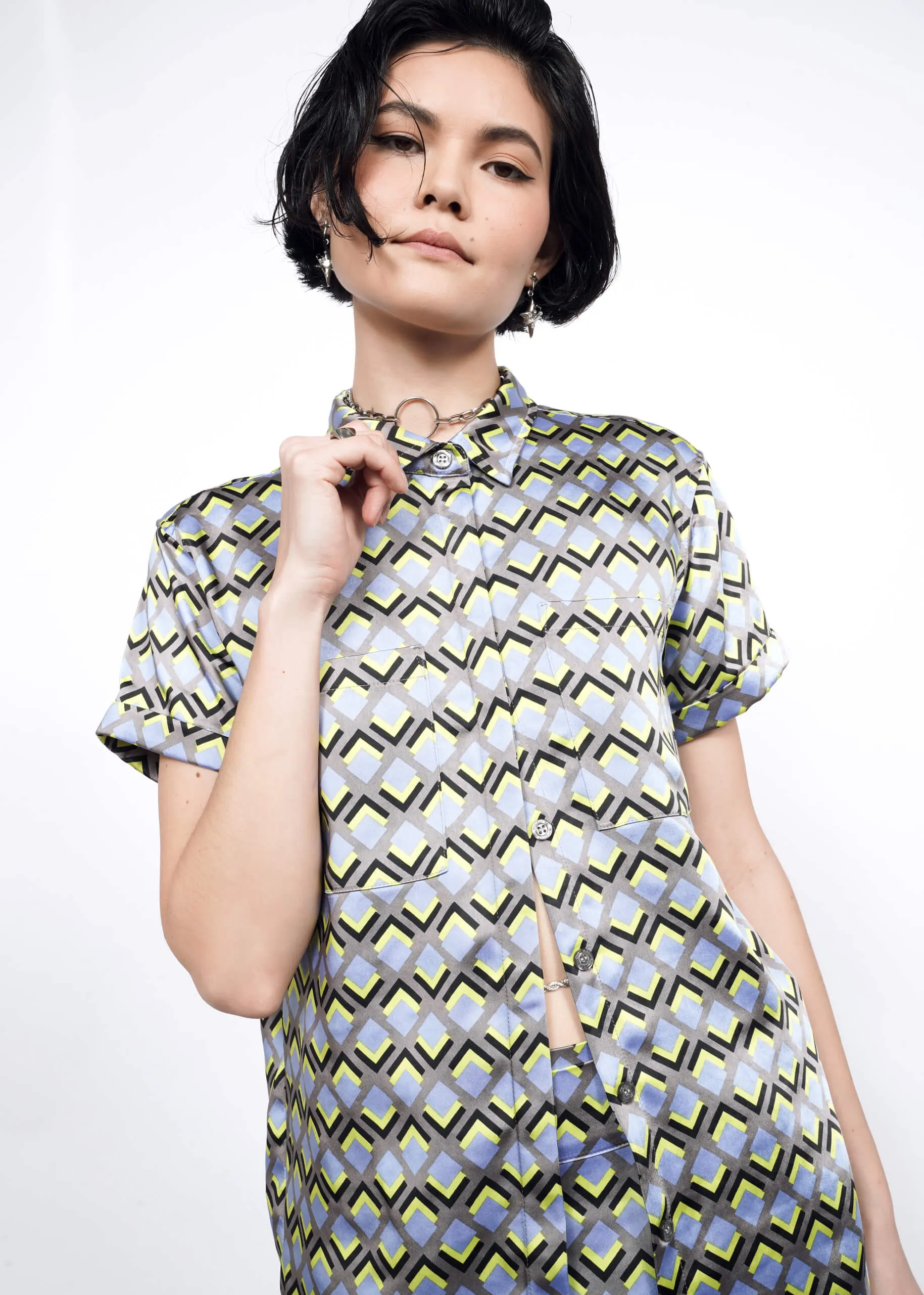 The Empower Satin Button Up sold by WILDFANG