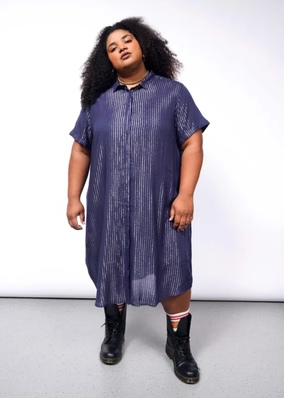 The Empower Sheer Pinstripe Shirt Dress sold by WILDFANG