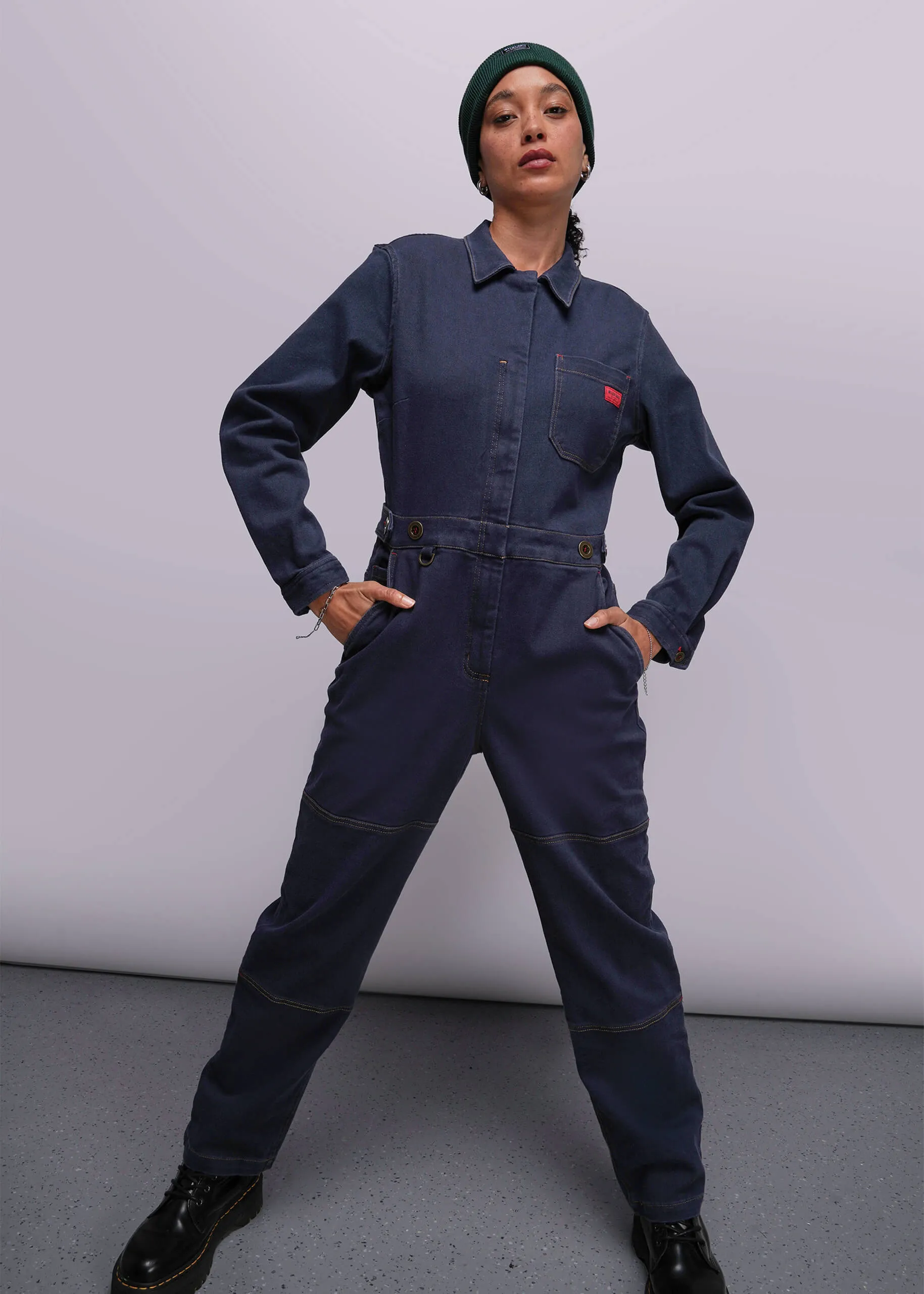 The Essential Denim Long Sleeve High Waisted Coverall sold by WILDFANG
