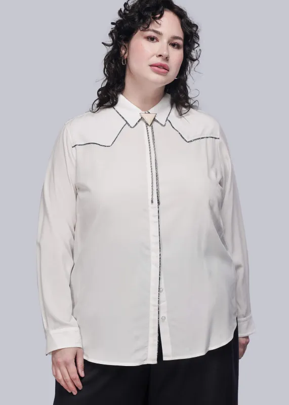 Juliette Lewis x Wildfang Long Sleeve Piped Button Up made by WILDFANG
