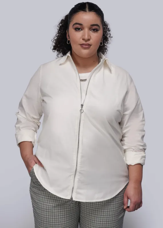 The Essential Long Sleeve Oxford Zip Up Shirt made by WILDFANG