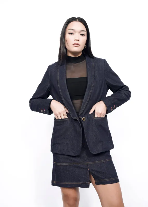 The Essential Denim Tux Blazer sold by WILDFANG