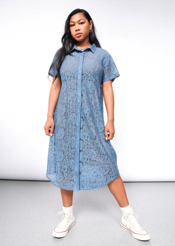 ワンピース LACE MIDI DRESS JEWEL BUTTON Lace Midi Dress with Jewel Button | Parallel