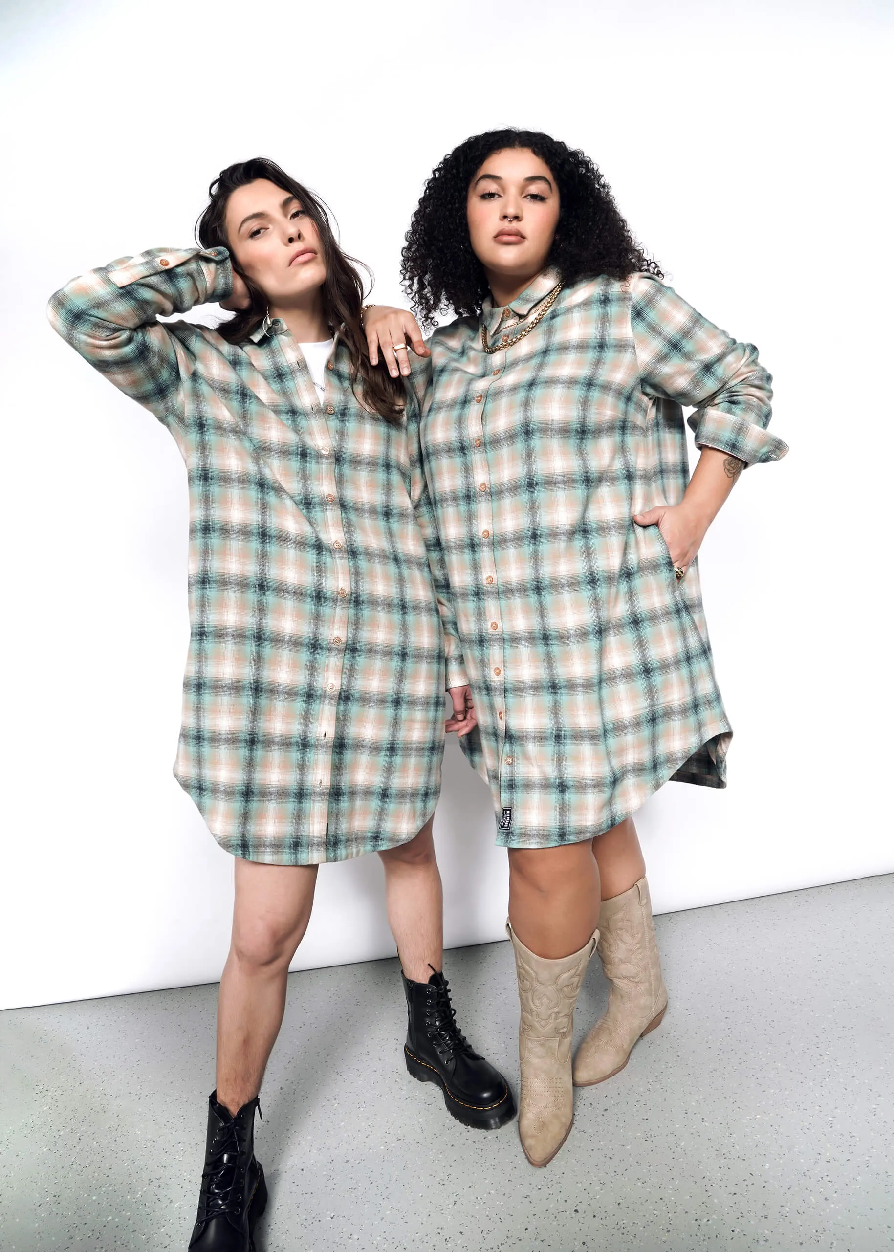 The Essential Flannel Long Sleeve Shirt Dress sold by WILDFANG