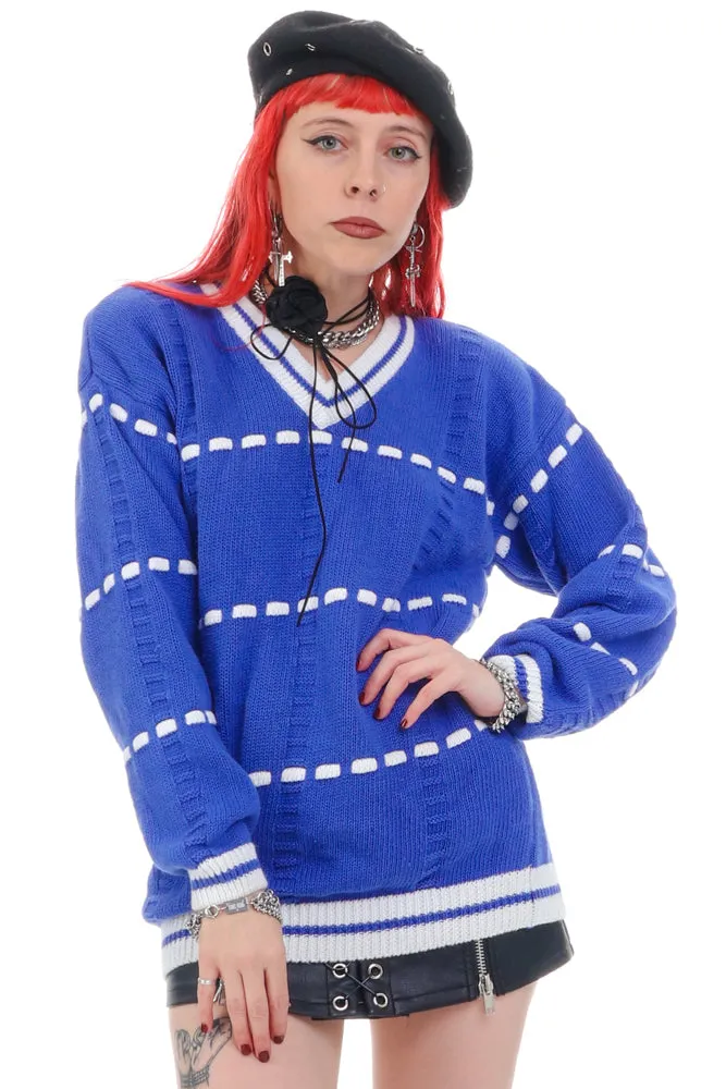 Vintage 80's Essential Blue Stripe Sweater - OSFM sold by Tunnel Vision product image thumbnail 3