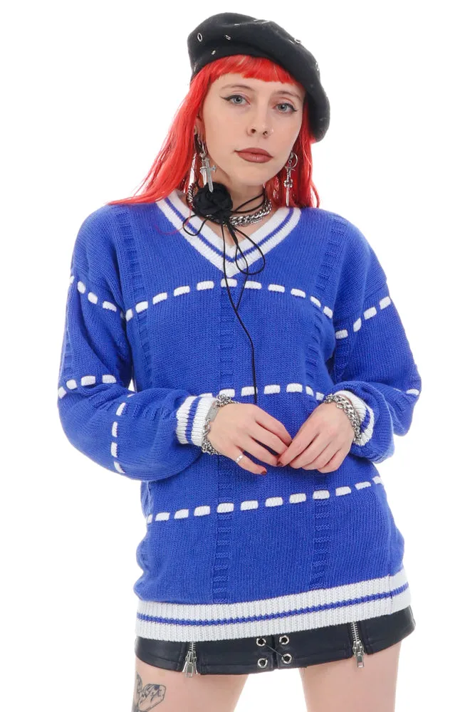 Vintage 80's Essential Blue Stripe Sweater - OSFM sold by Tunnel Vision