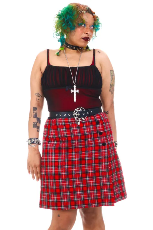 Vintage 90's Mall Goth Red Plaid Skirt - M/L sold by Tunnel Vision