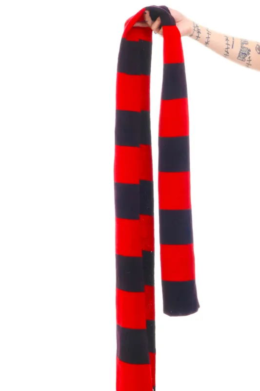 Vintage Y2K Black & Red Stripe Knit Scarf sold by Tunnel Vision