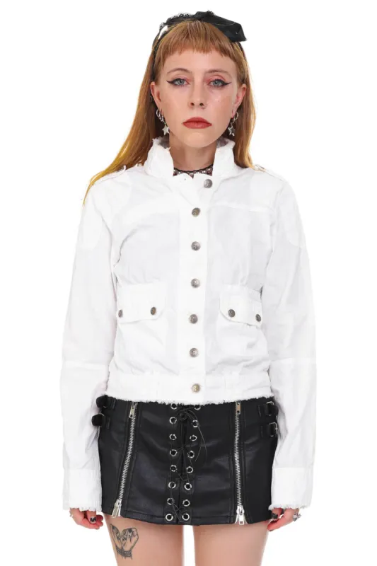 Vintage Y2K White Denim Button Me Up Jacket - XS/S sold by Tunnel Vision