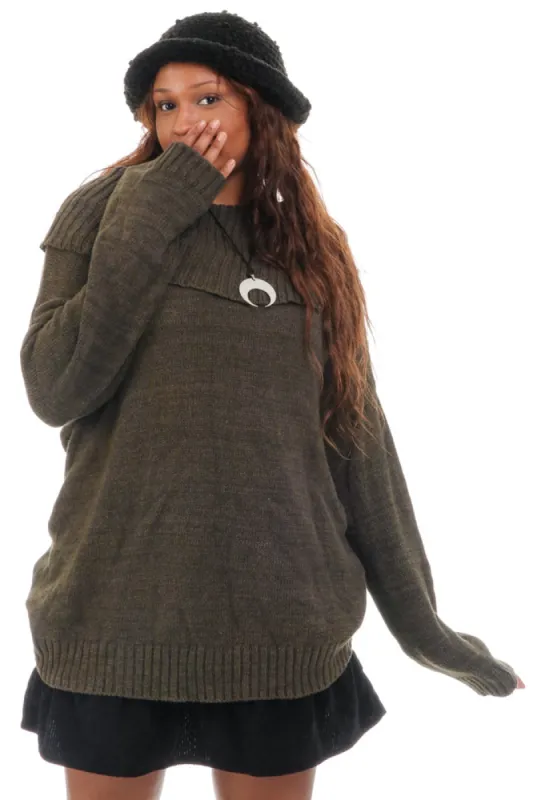 Vintage Y2K Olive Green Turtle Neck Sweater - OSFM sold by Tunnel Vision