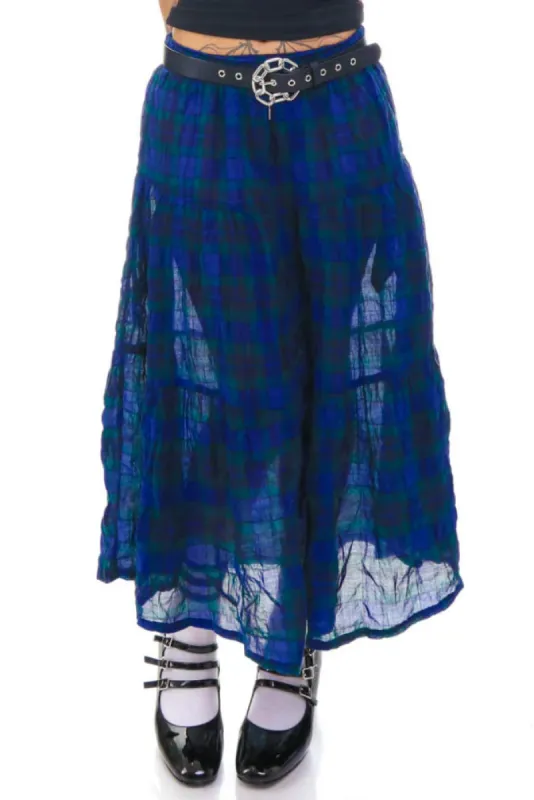 Vintage Y2K Blue Plaid Maxi Skirt - S/M sold by Tunnel Vision