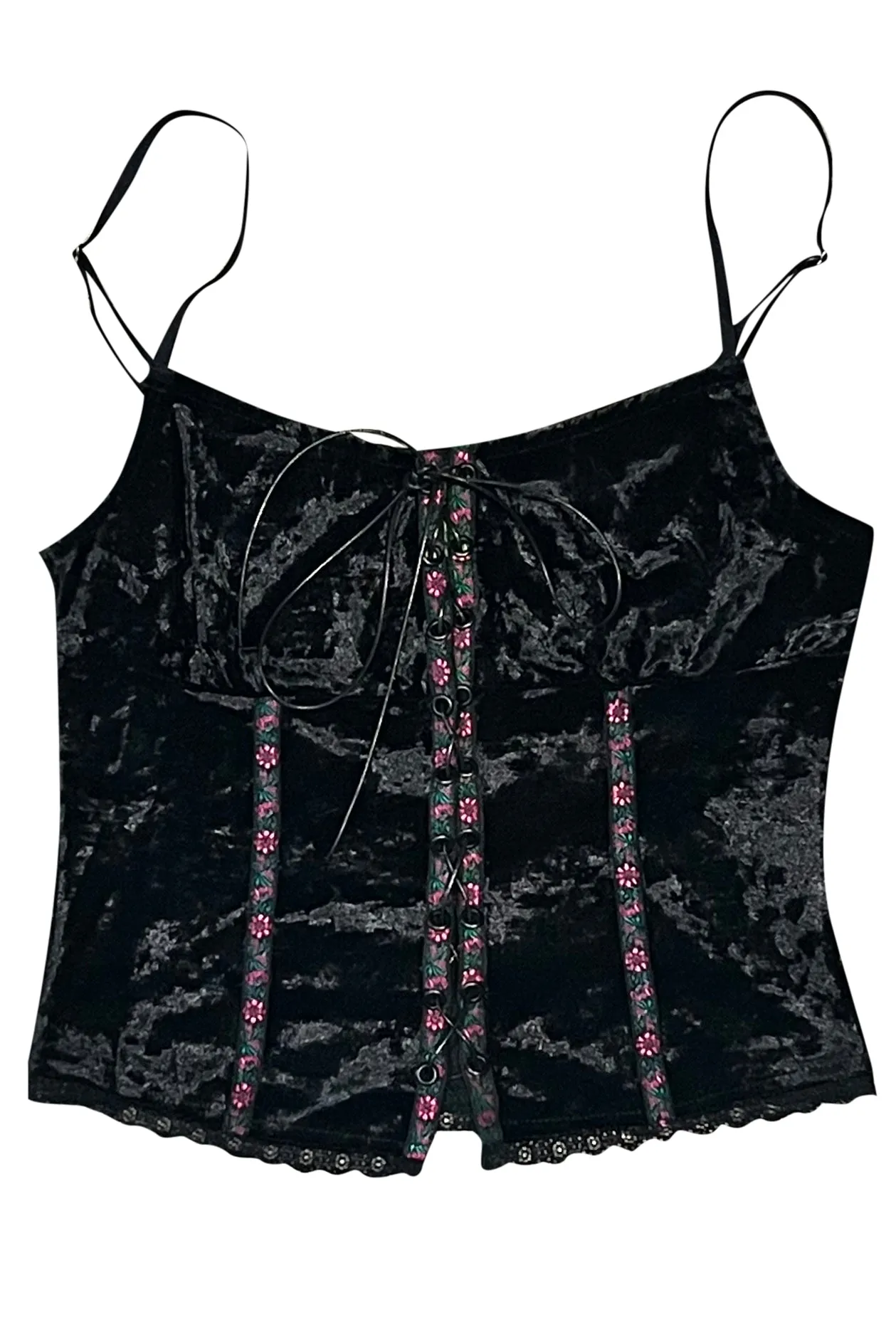 PRE-ORDER: Ria Black Velvet Lace-Up Top sold by Tunnel Vision