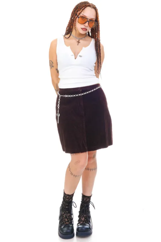 Vintage 90's Brown Velvet Pencil Skirt - M sold by Tunnel Vision