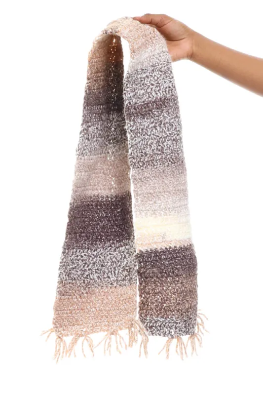 Vintage Y2K Shades Of Brown Knit Scarf sold by Tunnel Vision