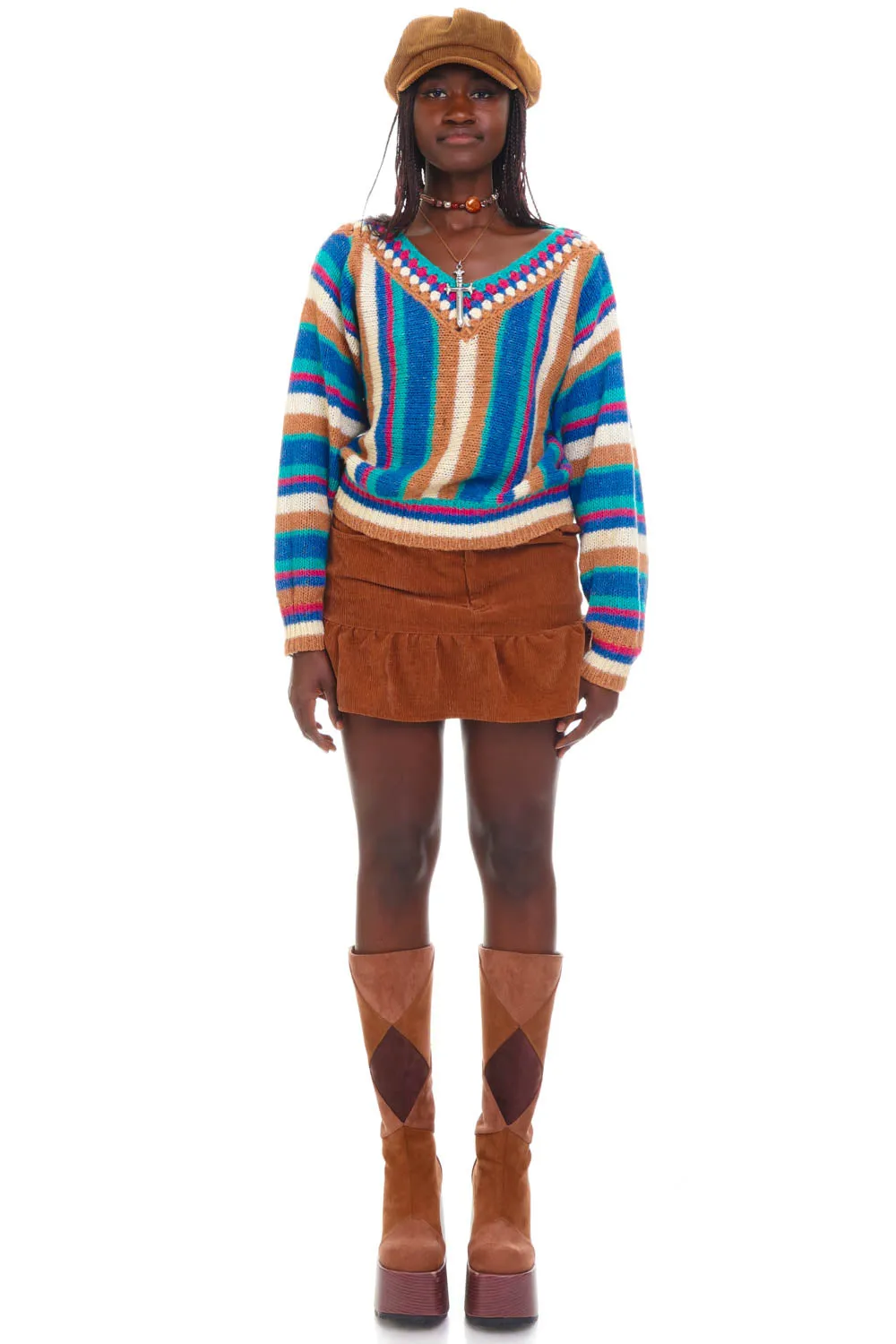 Vintage 90's Marisa Stripe Knit Sweater - OSFM sold by Tunnel Vision product image thumbnail 2