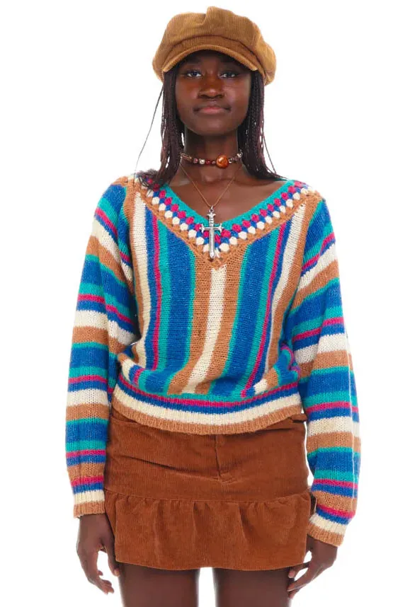 Vintage 90's Marisa Stripe Knit Sweater - OSFM sold by Tunnel Vision