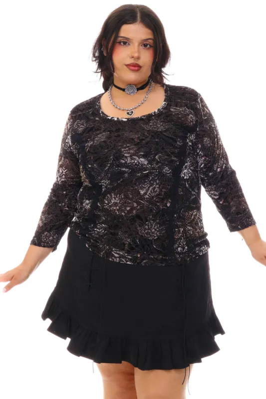 Vintage Y2K Velvet Burnout Flower Top - XL/2X sold by Tunnel Vision