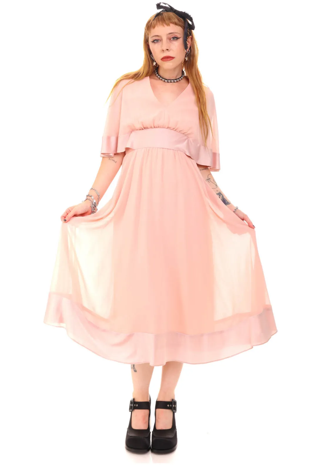 Vintage 80's Carrie Pale Pink Dress - S sold by Tunnel Vision product image thumbnail 3