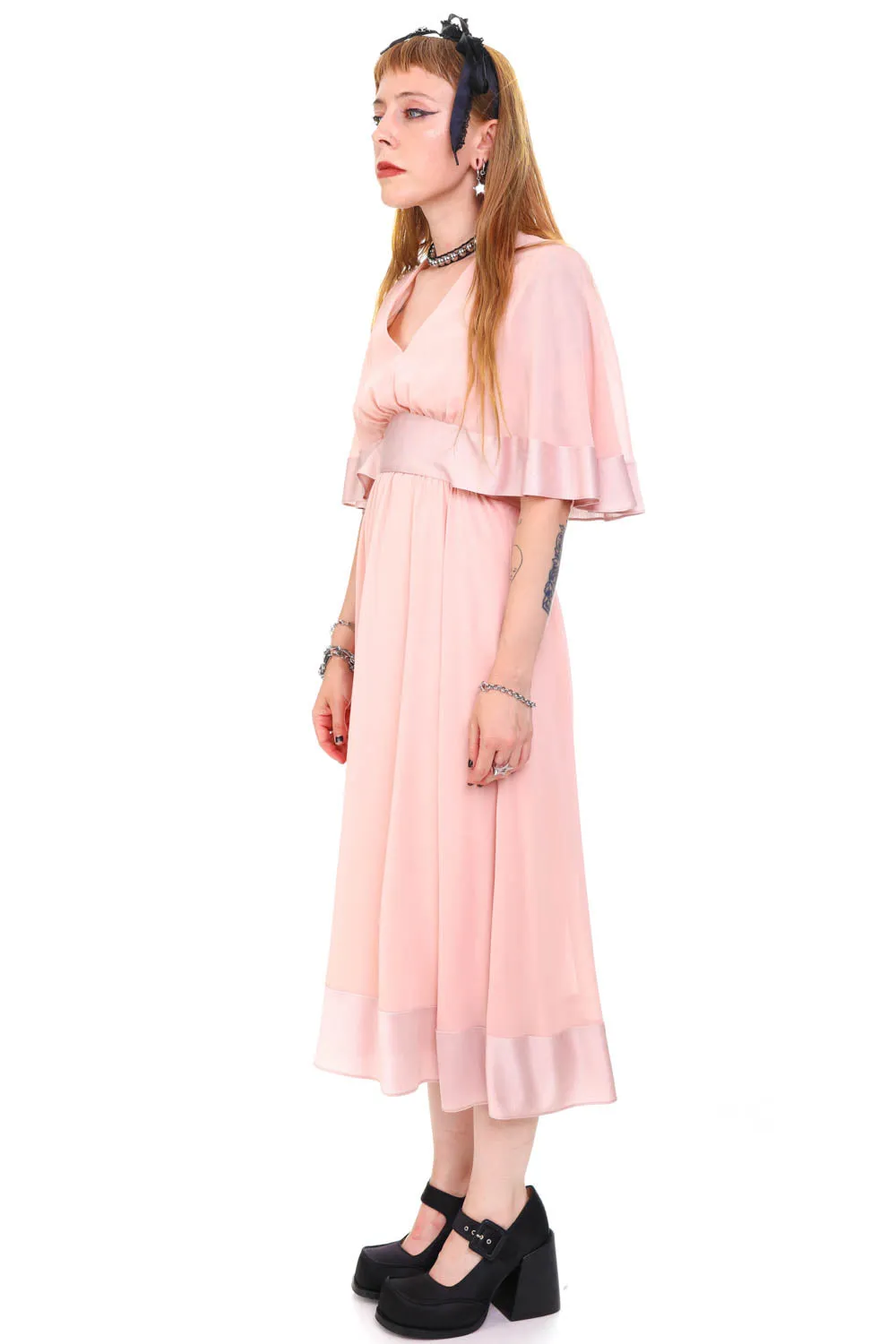 Vintage 80's Carrie Pale Pink Dress - S sold by Tunnel Vision product image thumbnail 4