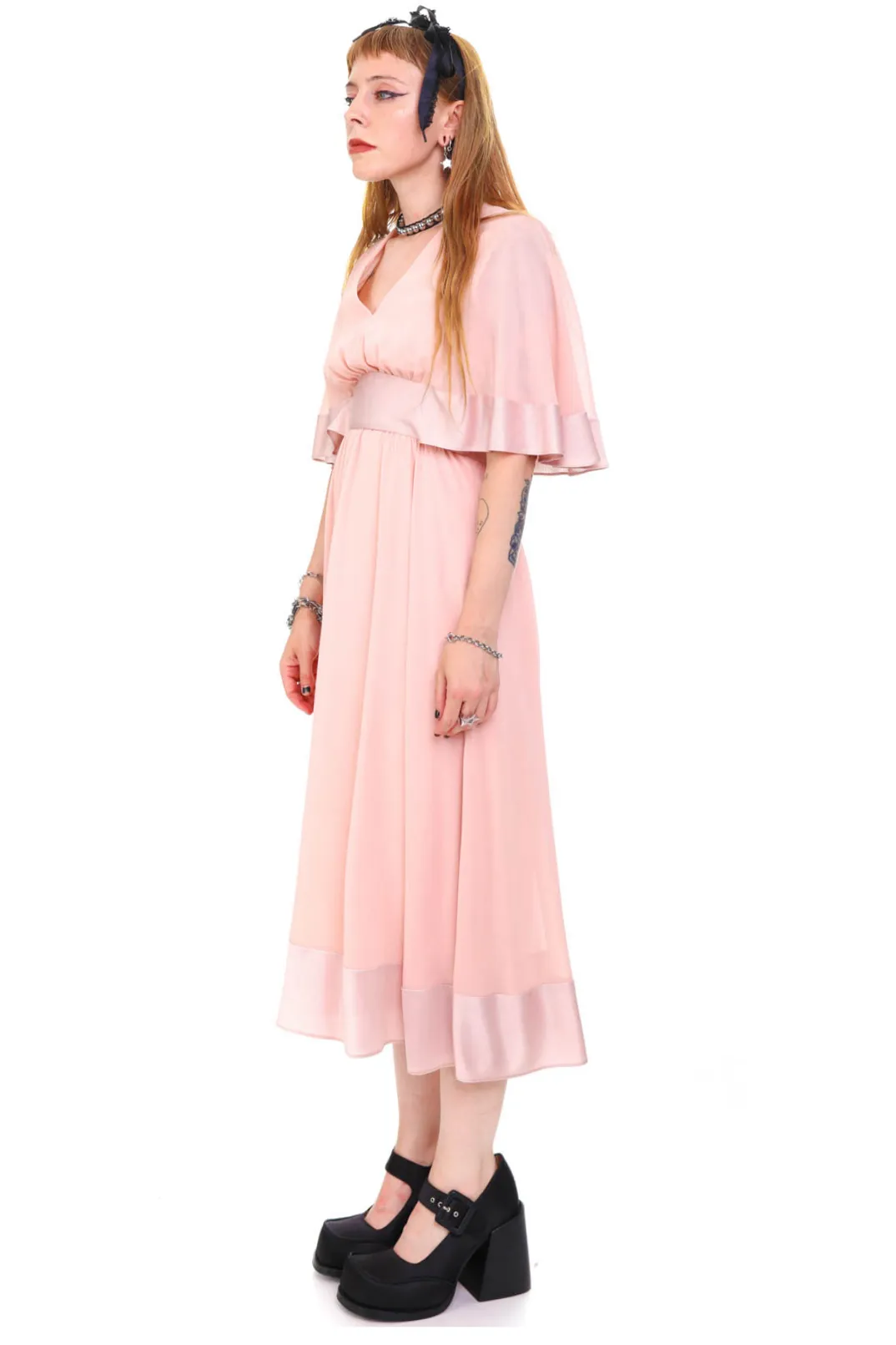 Vintage 80's Carrie Pale Pink Dress - S sold by Tunnel Vision product image thumbnail 5
